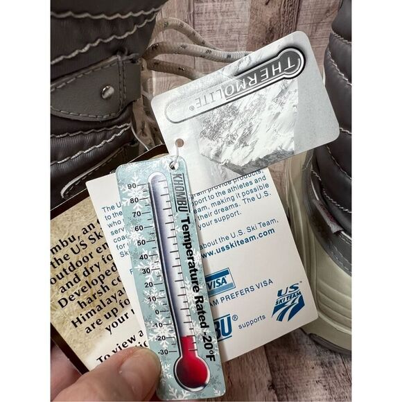 Khombu Kristal Silver White Waterproof Thermolite‎ Fur Lined Winter Boots 1 NIB - Picture 9 of 11